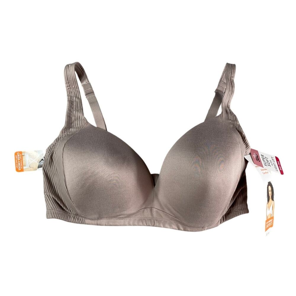 Warner's Bra Womens 38D Brown Padded Criss Cross Convertible Straps RN 1141T NWT